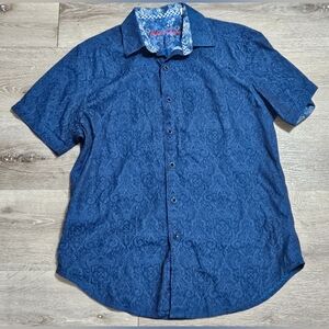 Robert Graham Equinox Classic Fit Short Sleeve Shirt Mens Med. Navy Floral Adult